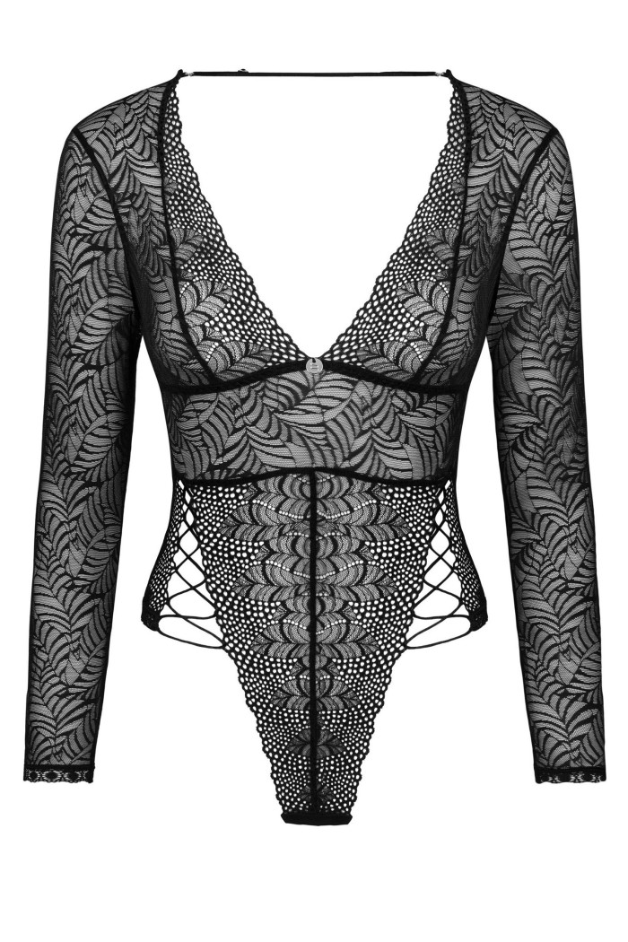 Боди кружевное с длинным рукавом Obsessive Merlys