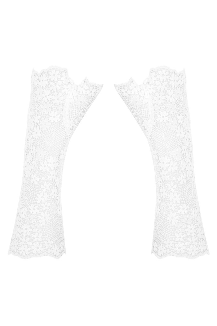 Білосніжні рукавички з відкритими пальчиками Obsessive Heavenlly