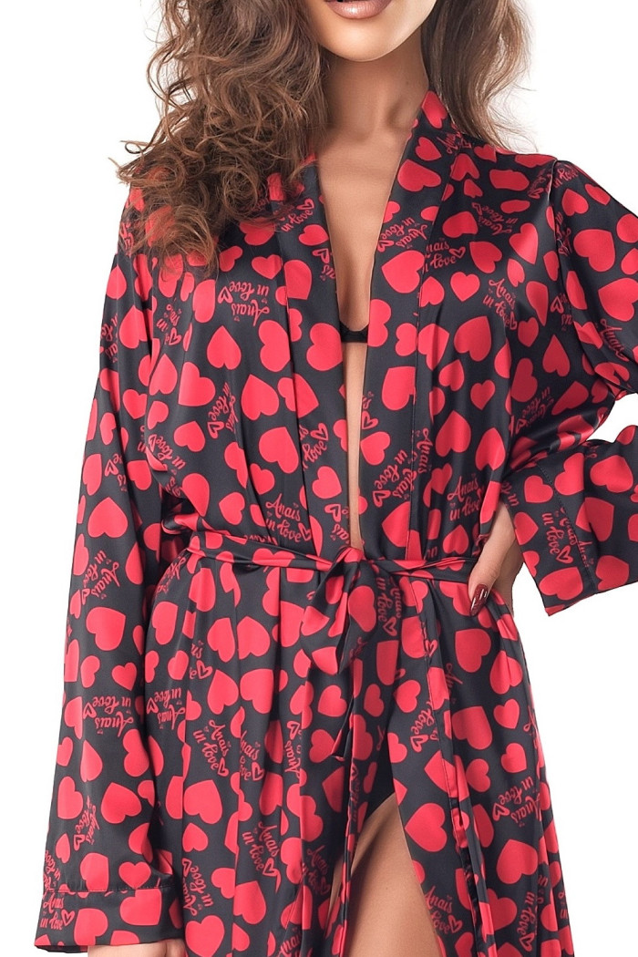 Халатик атласный длинный в сердечки Anais Morgan one robe