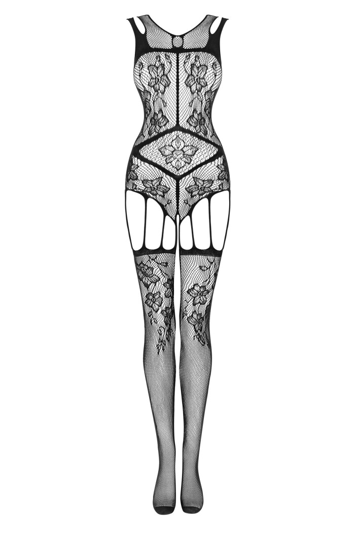 Комбинезон-сетка ажурный с чулками Obsessive F239