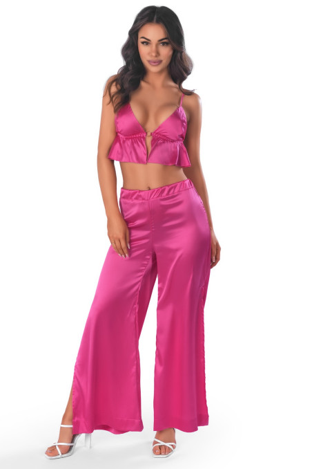 Комплект домашній атласний з топом та брюками Anais Magenta set pants