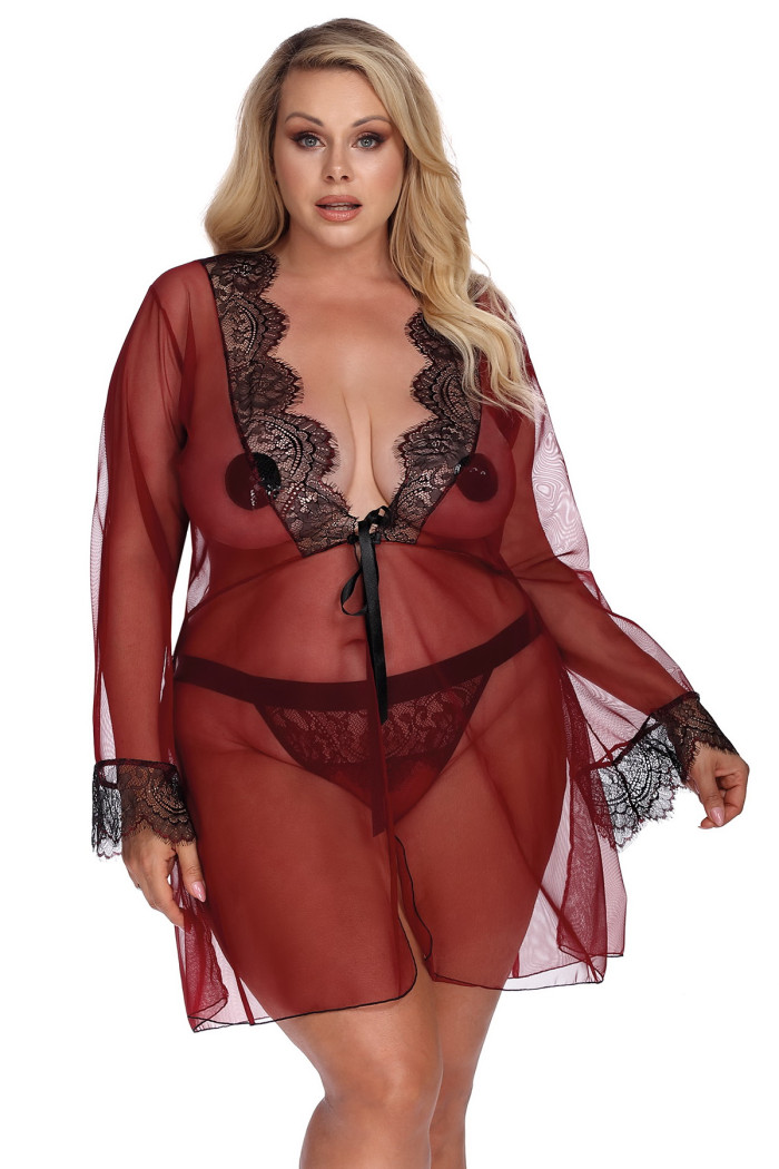 Халатик-пеньюар напівпрозорий великого розміру Anais Arabella