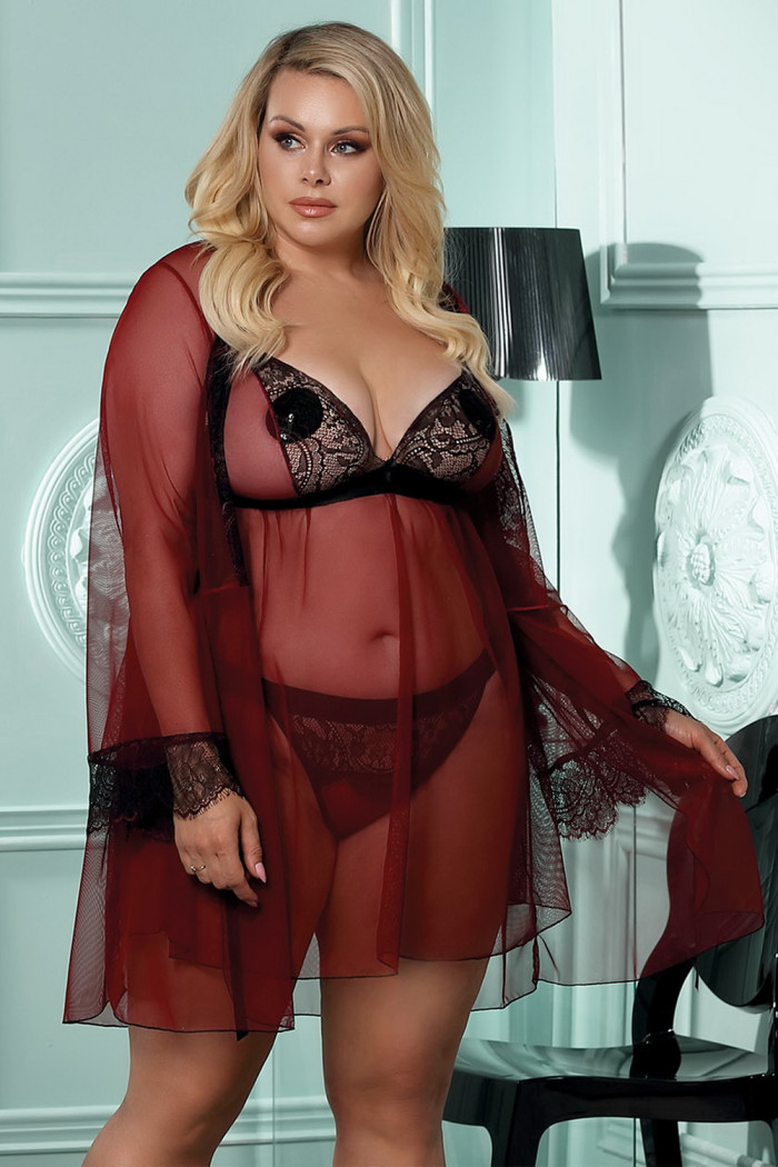 Халатик-пеньюар полупрозрачный большого размера Anais Arabella