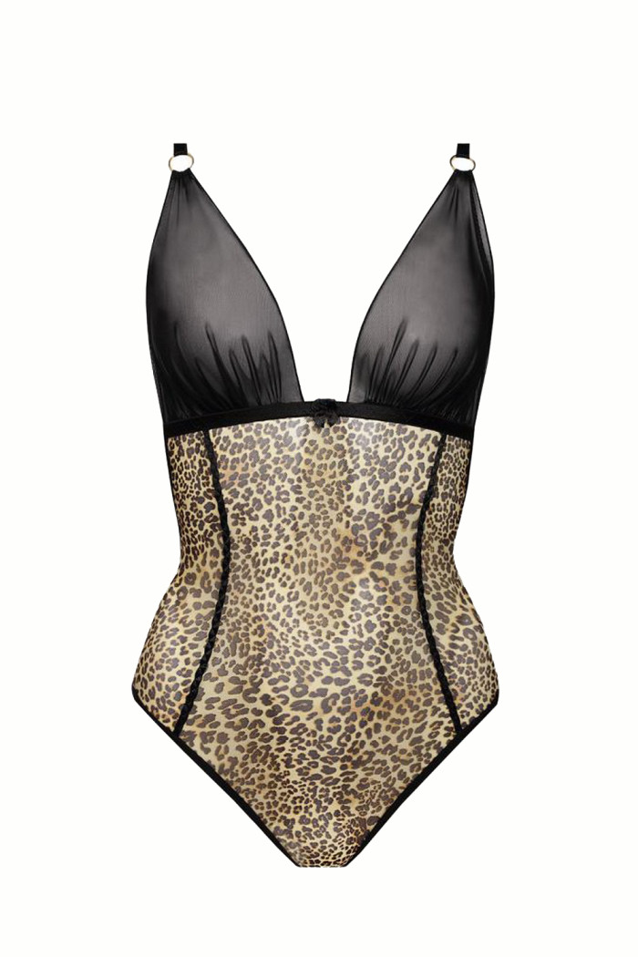 Боди большого размера с леопардовым принтом Anais Marcianna