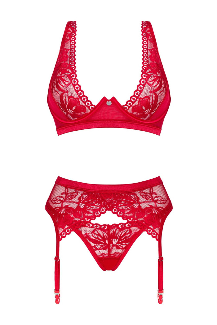 Комплект белья кружевной с поясом для чулок Obsessive Lacelove set