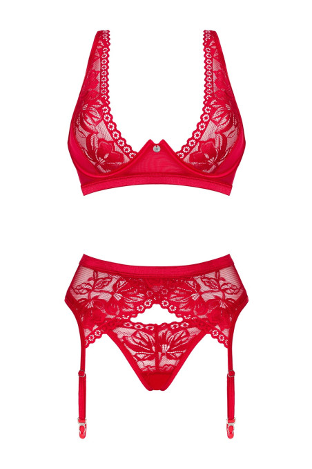 Комплект білизни мереживний з поясом Obsessive Lacelove set