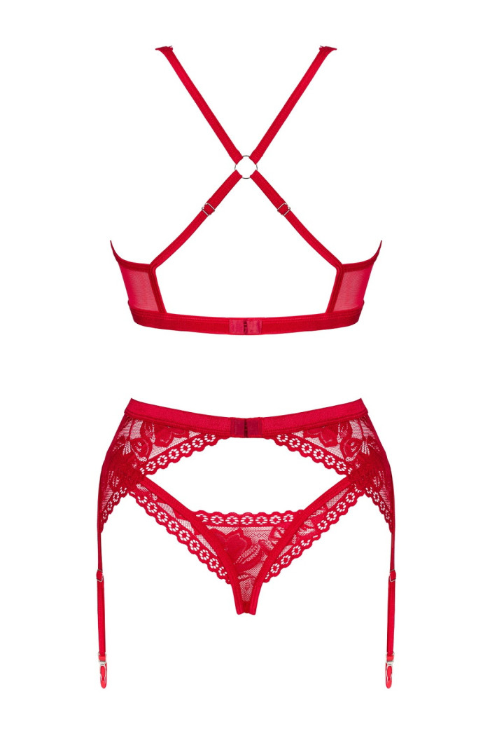 Комплект белья кружевной с поясом для чулок Obsessive Lacelove set