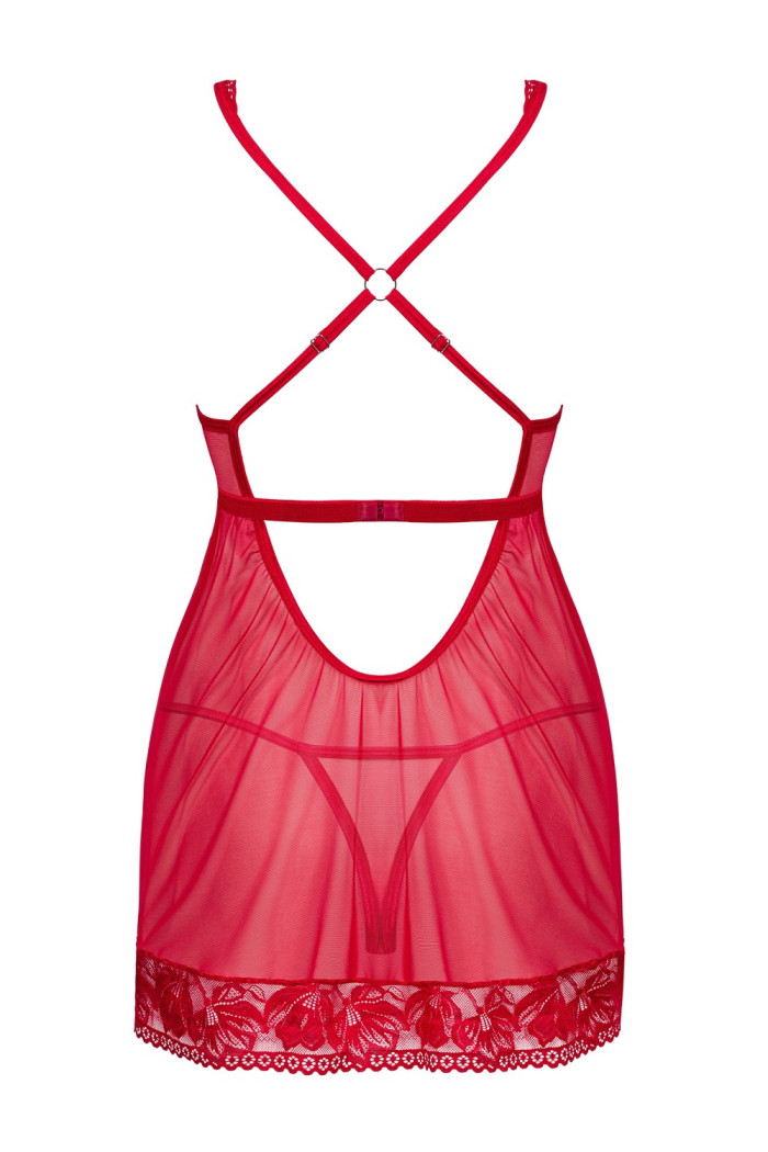 Прозрачная сорочка с трусиками Obsessive Lacelove babydoll