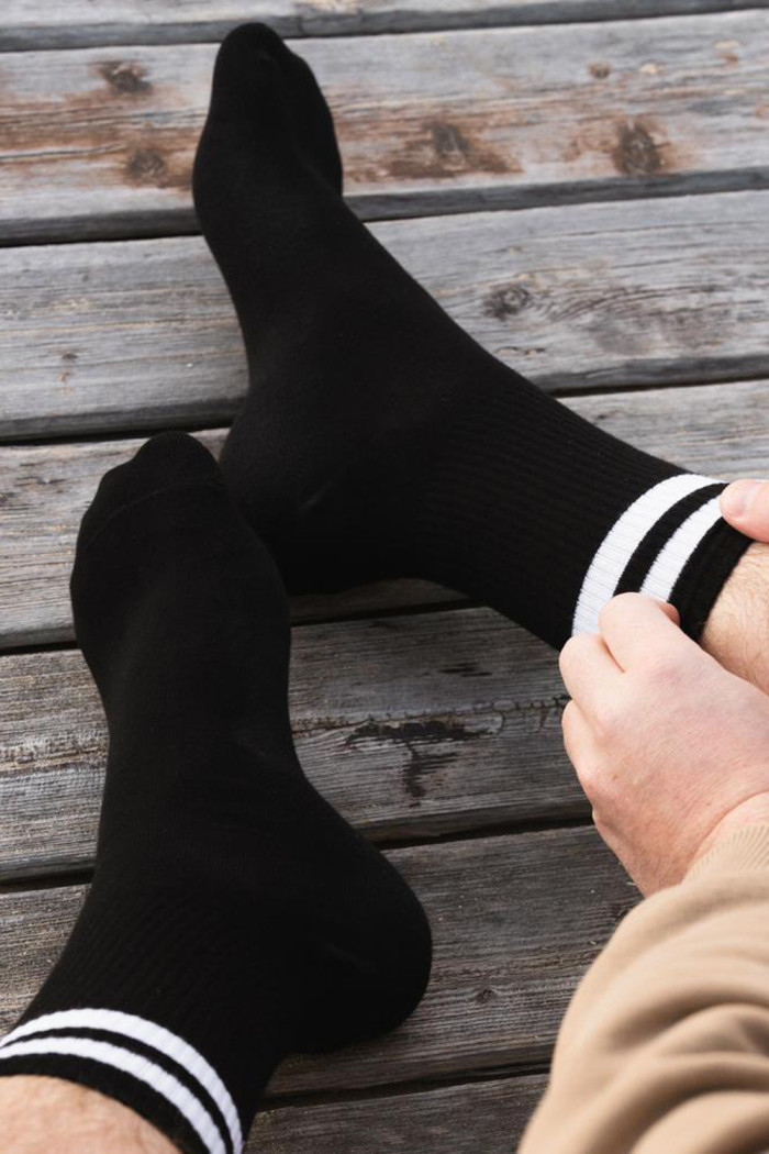 Шкарпетки чоловічі високі з полосками Steven 057 Sport