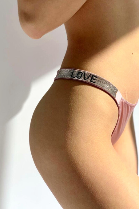 Трусики-бразилианы атласные со стразами "Love" InSecret 6379 Dyana