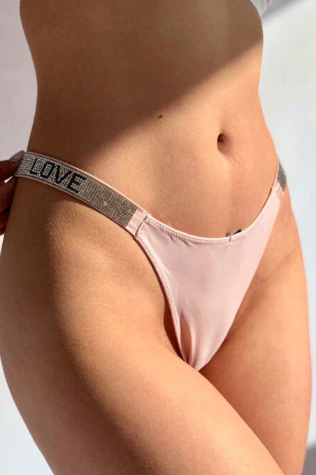 Трусики-бразилианы атласные со стразами "Love" InSecret 6379 Dyana