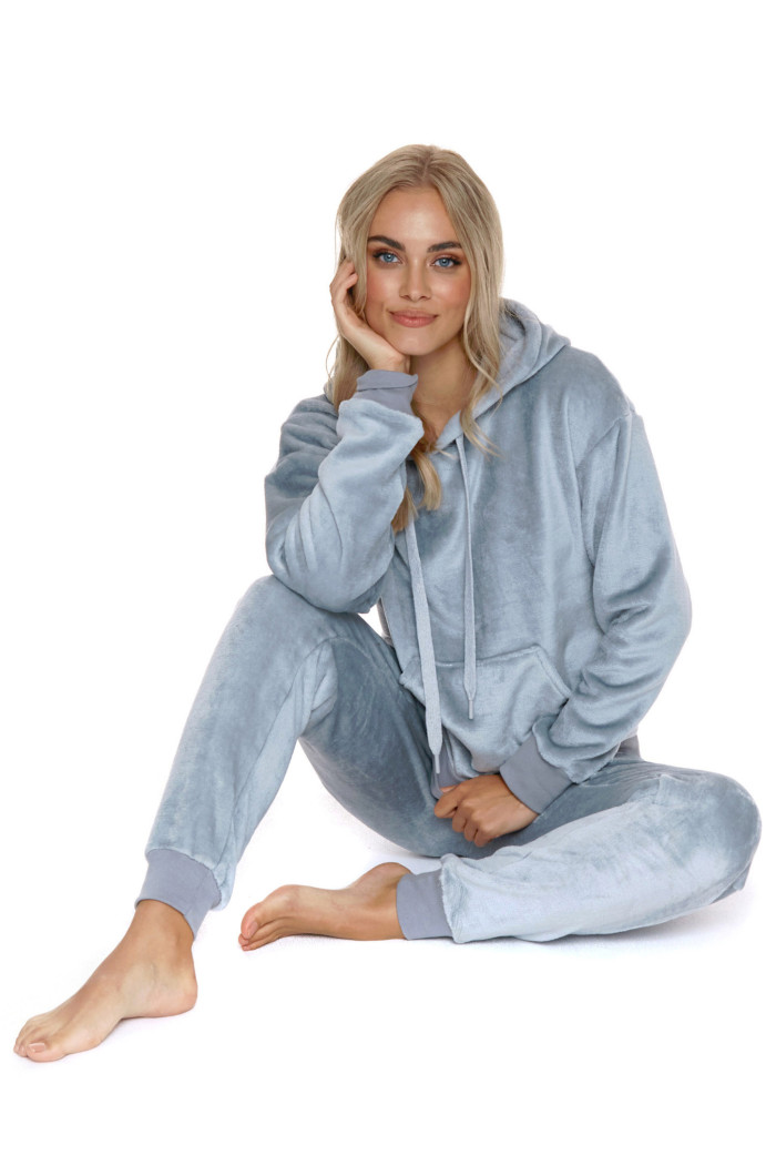 Піжама жіноча тепла фліс велюр з капюшоном Doctor Nap 4549