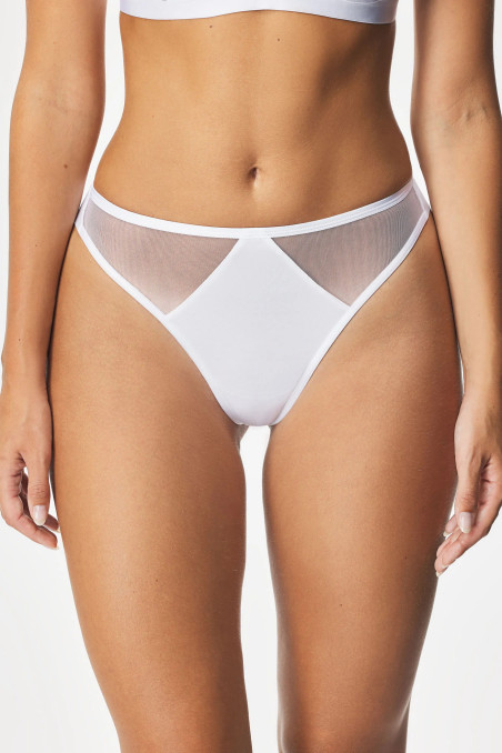 Трусики-бразиліана із сіточкою Kinga Lou S-932/2 Bianco