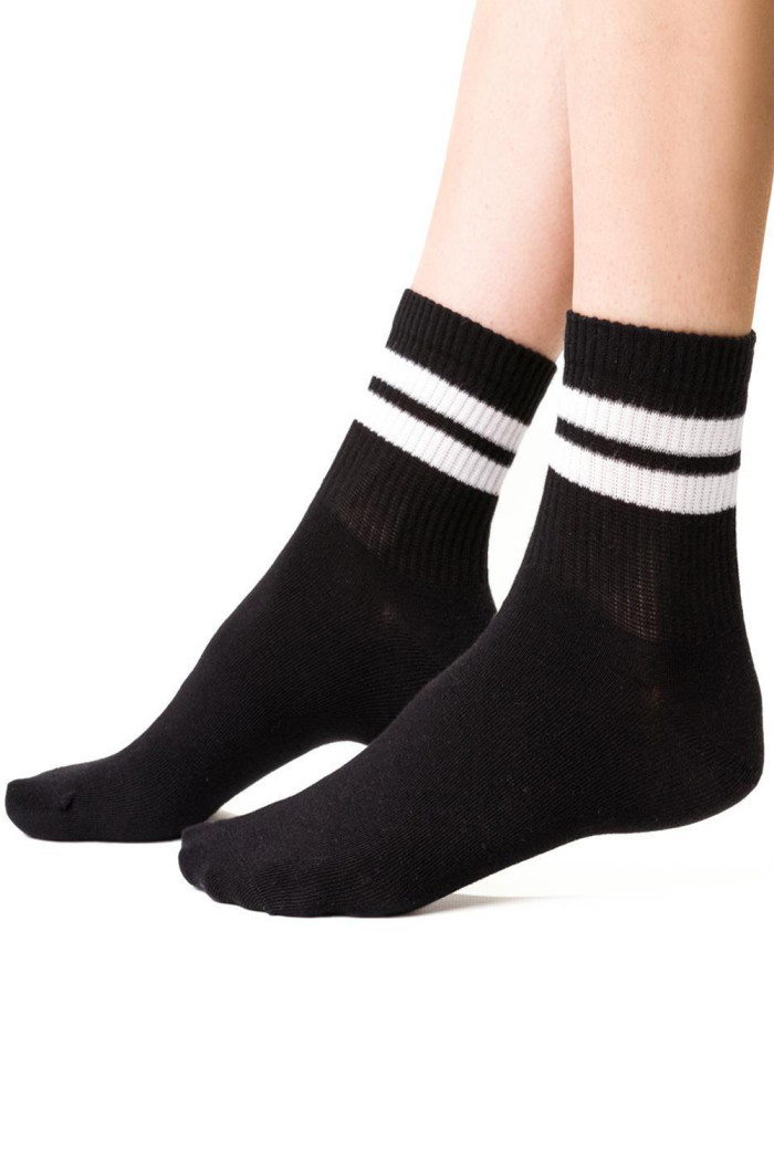 Носки женские спортивные с полосками Steven 026 Sport Black