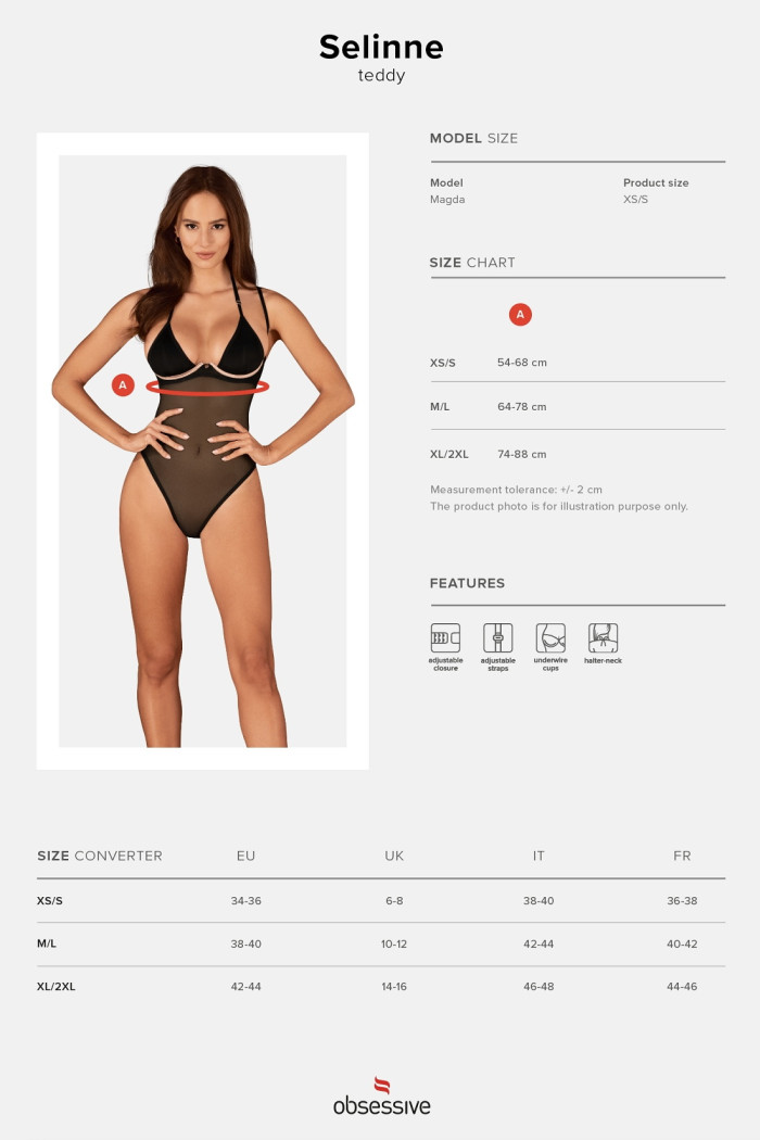 Боді напівпрозоре з тонкими бретелями Obsessive Selinne