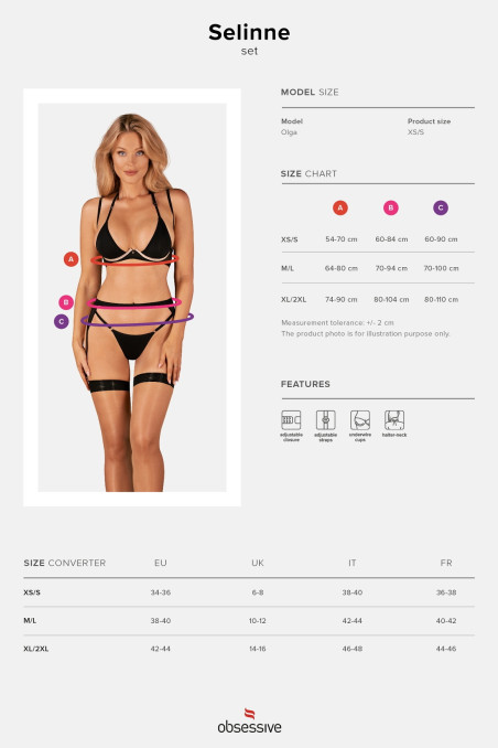 Комплект білизни з поясом Obsessive Selinne set