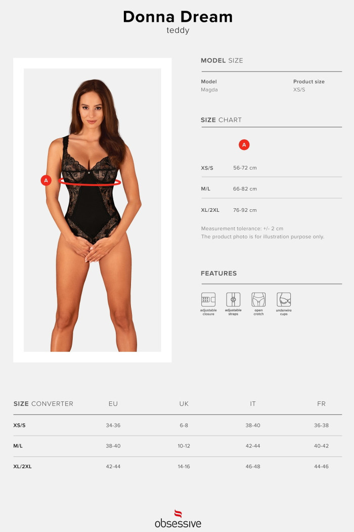 Боди кружевное с вырезом Obsessive Donna Dream