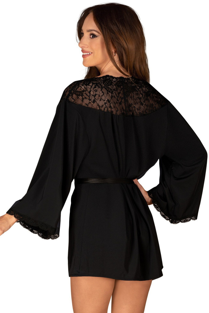 Халат сатиновый с широкими рукавами Obsessive Bellastia peignoir