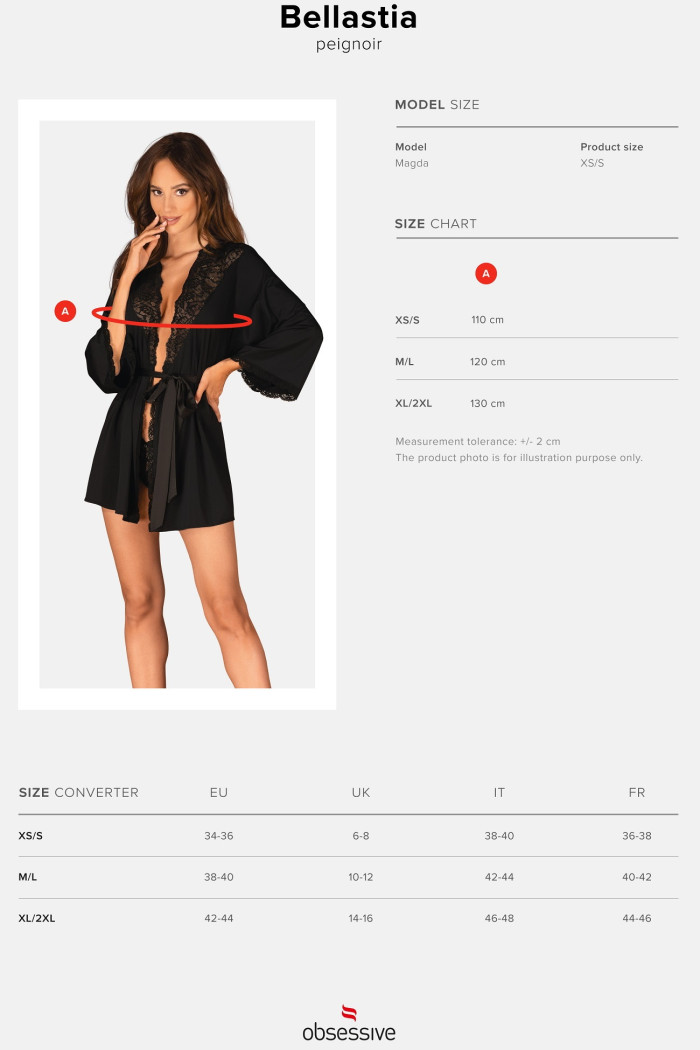 Халат сатиновый с широкими рукавами Obsessive Bellastia peignoir