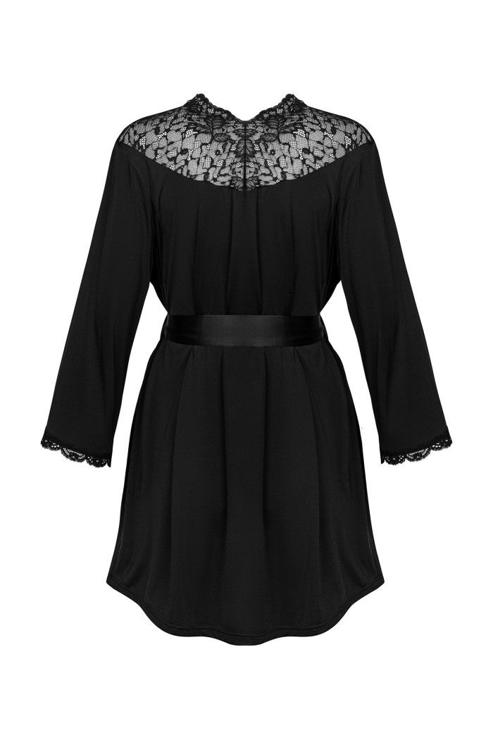 Халат сатиновый с широкими рукавами Obsessive Bellastia peignoir