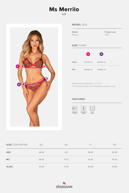 Комплект белья новогодний с доступом бикини Obsessive Ms Merrilo set