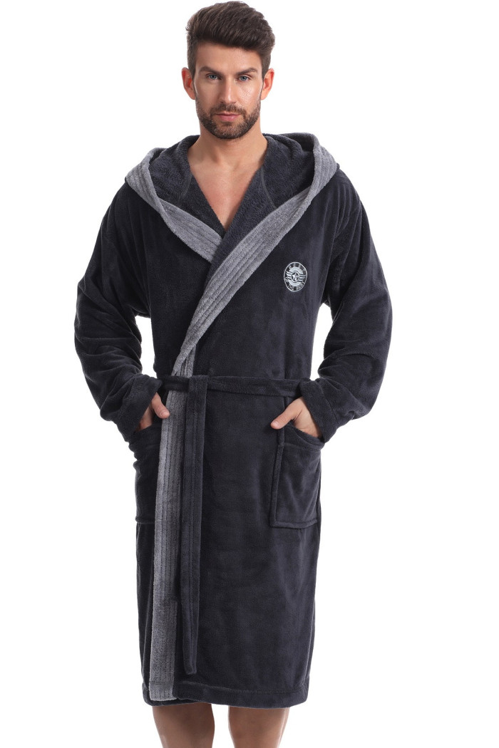 Халат мужской теплый с капюшоном L&L GEORGE