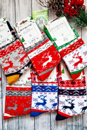 Шкарпетки теплі з новорічним принтом Aura.Via SFV95