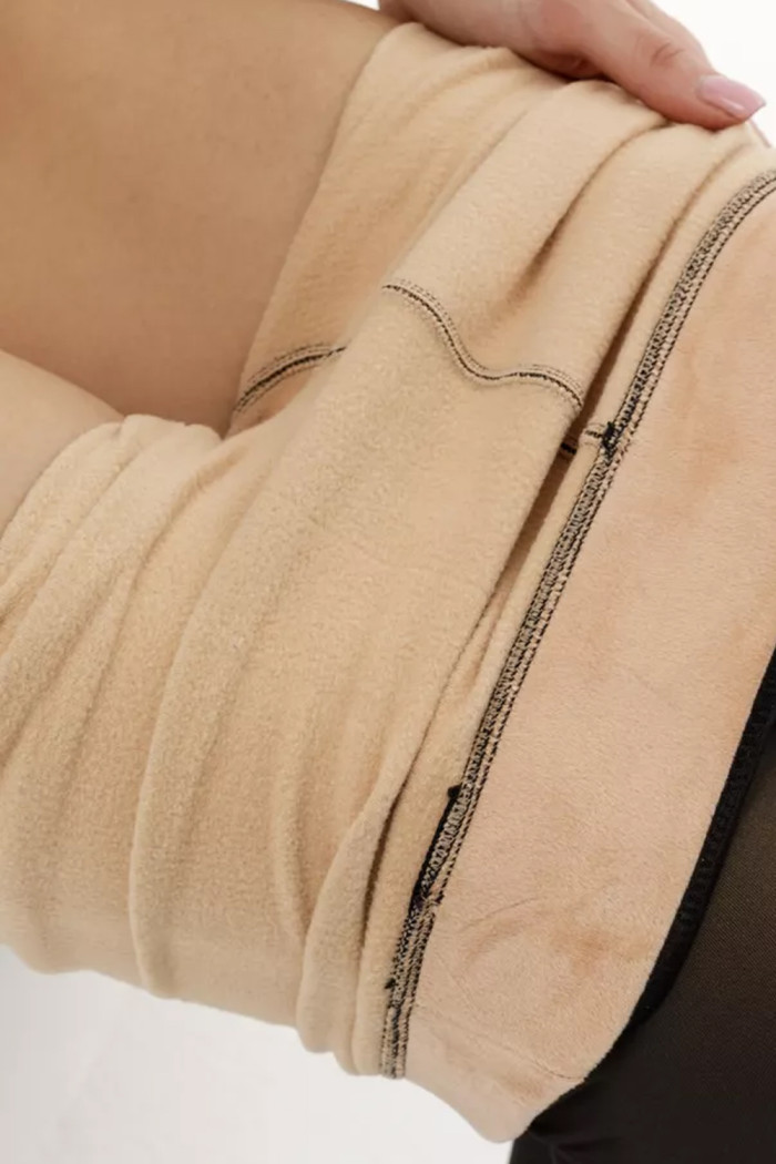 Колготки теплі на флісі з ефектом тюлю в горошок WS Studio 7723 500d