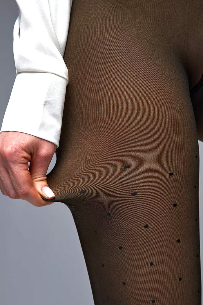 Колготки теплі на флісі з ефектом тюлю в горошок WS Studio 7723 500d