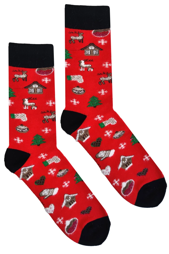 Шкарпетки чоловічі махрові з новорічним принтом Aura.Via SFV92