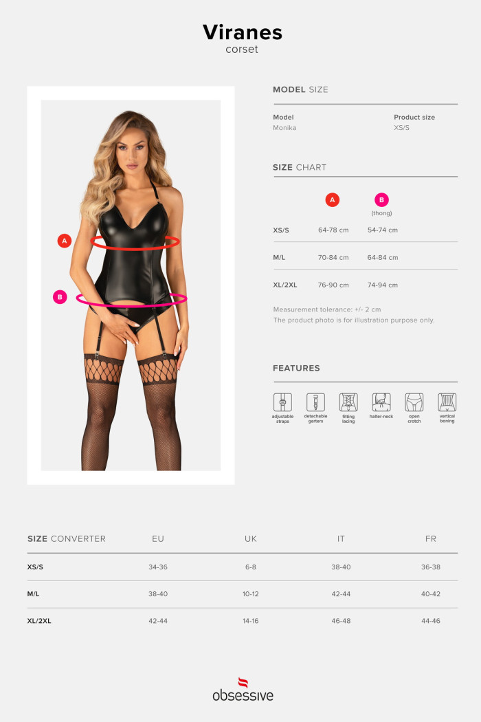 Корсет латексний з відкритими трусиками Obsessive Viranes