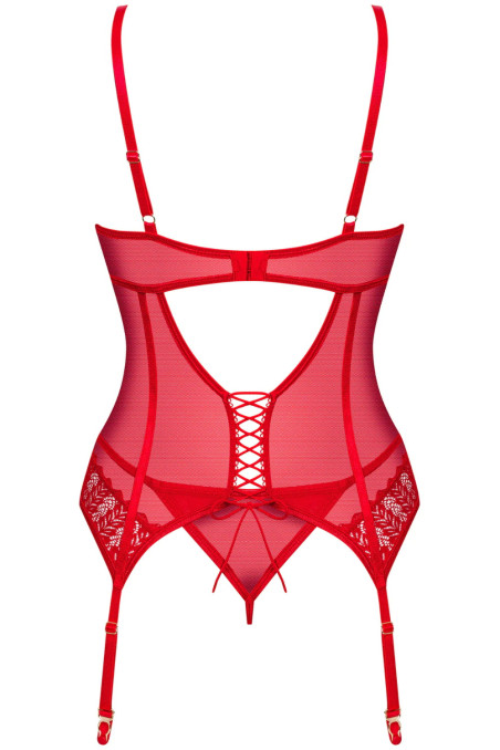 Корсет червоний з трусиками Obsessive Ingridia corset