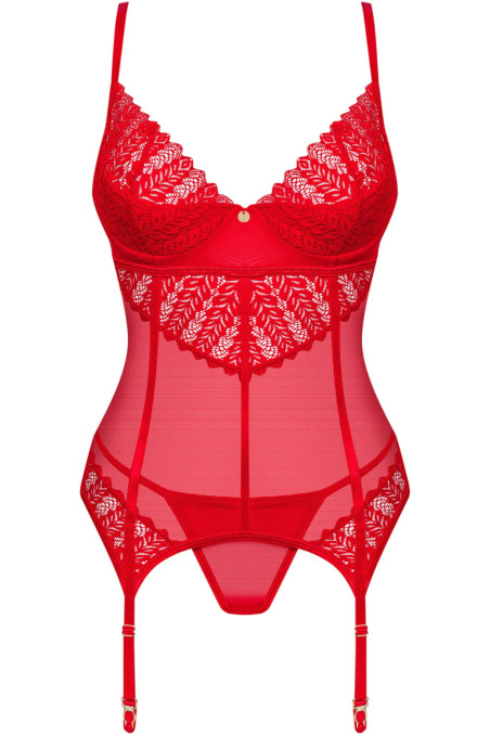 Корсет червоний з трусиками Obsessive Ingridia corset