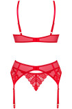 Комплект белья красный с поясом для чулок Obsessive Ingridia garter belt set