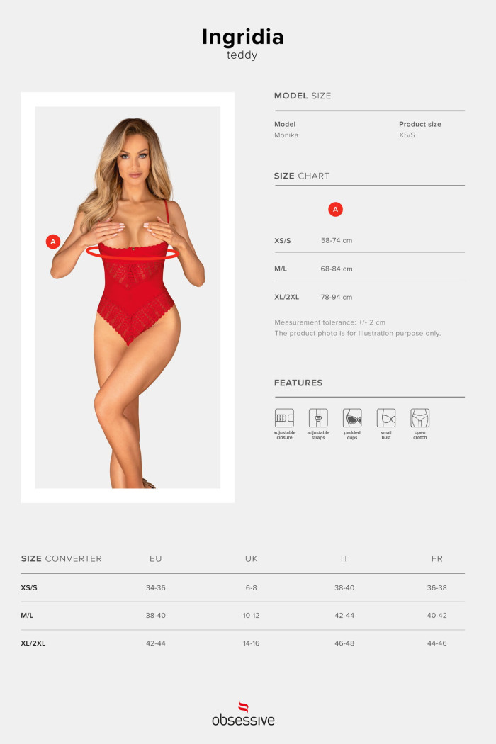 Боді жіноче відкрите з вирізами Obsessive Ingridia