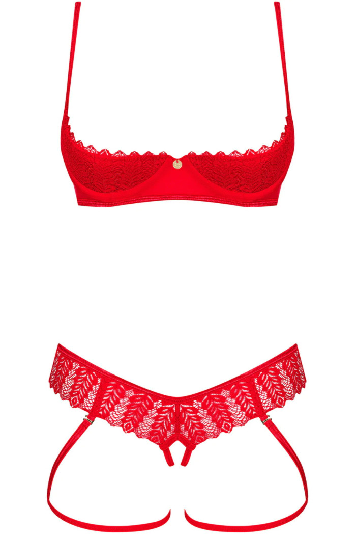 Комплект з відкритим бюстом і трусиками Obsessive Ingridia set otwarty