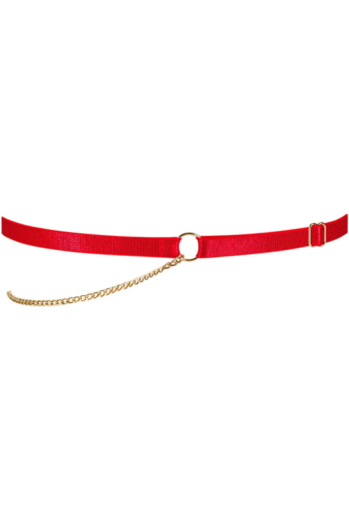 Подвязка на ногу красная с цепочкой Obsessive Ingridia