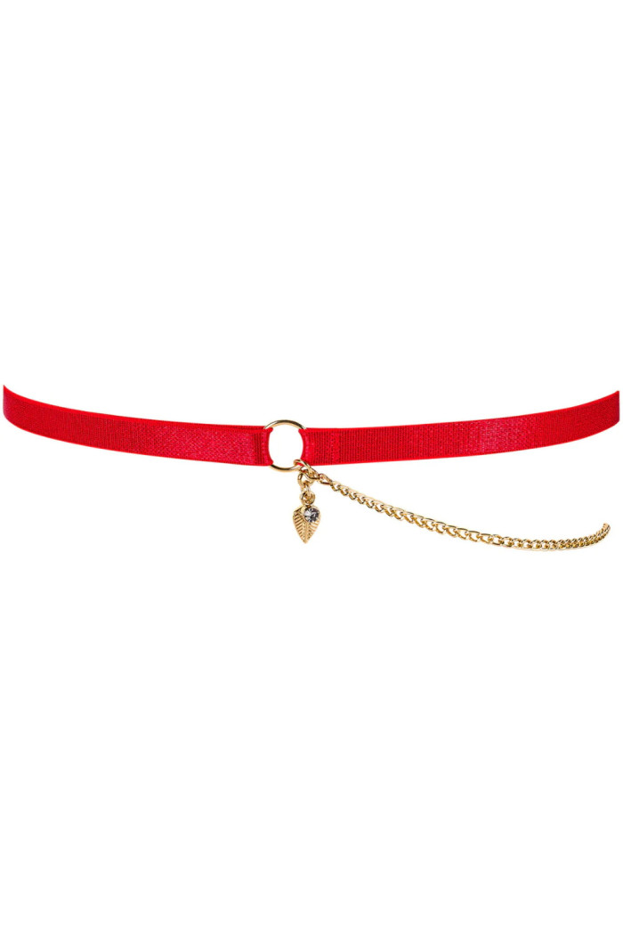 Подвязка на ногу красная с цепочкой Obsessive Ingridia