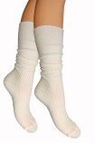 Високі Шкарпетки-Гольфи теплі в рубчик з вовни молочні Master 2071 Woolmix