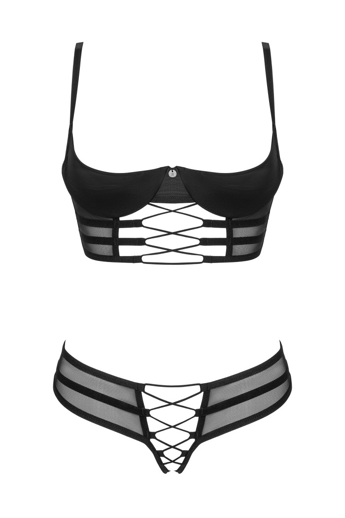 Комплект з відкритим бюстом і трусиками Obsessive Roxelia set otwarty