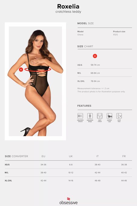 Боді жіноче відкрите з вирізами Obsessive Roxelia
