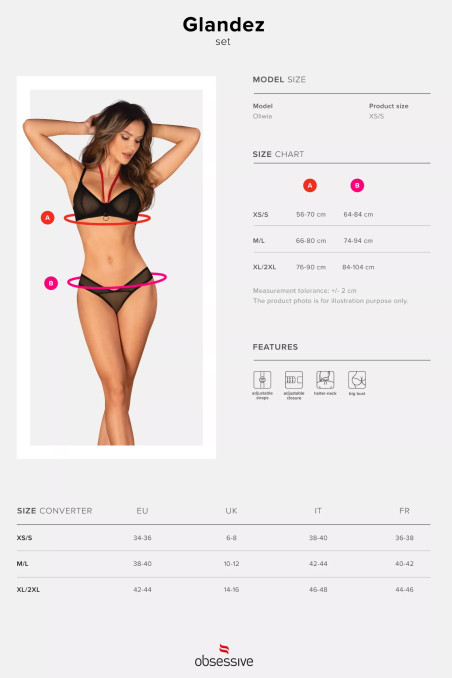 Комплект білизни прозорий Obsessive Glandez set