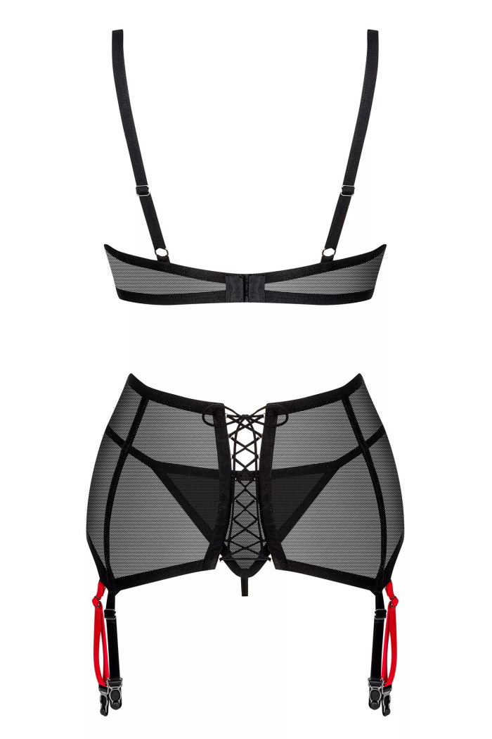 Комплект белья прозрачный с поясом Obsessive Glandez garter belt set