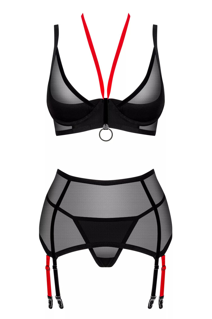 Комплект белья прозрачный с поясом Obsessive Glandez garter belt set