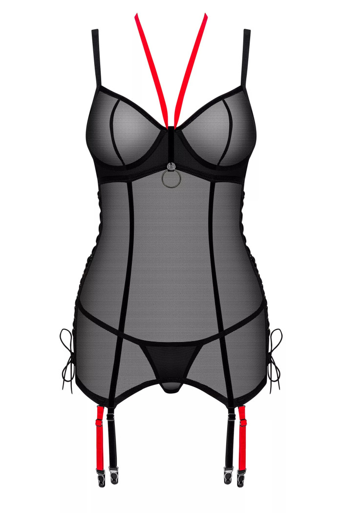 Корсет прозорий з пажами для панчох Obsessive Glandez corset