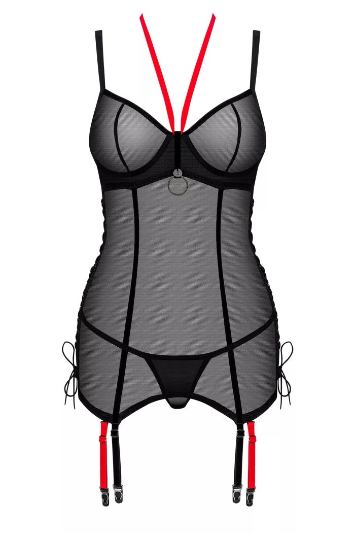 Корсет прозорий з пажами для панчох Obsessive Glandez corset