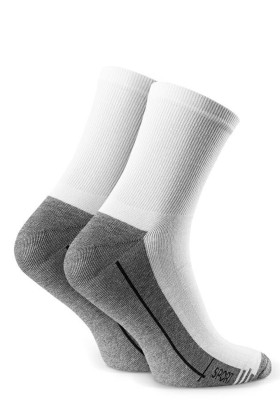 Шкарпетки чоловічі високі білі з сірою стопою Steven 057 Sport_321