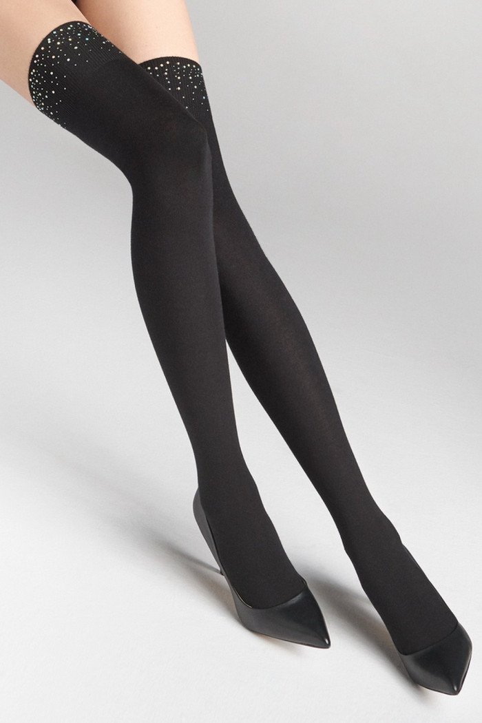 Високі гольфи-Заколінки бавовняні зі стразами Marilyn Zazu 899 DIAMONDS