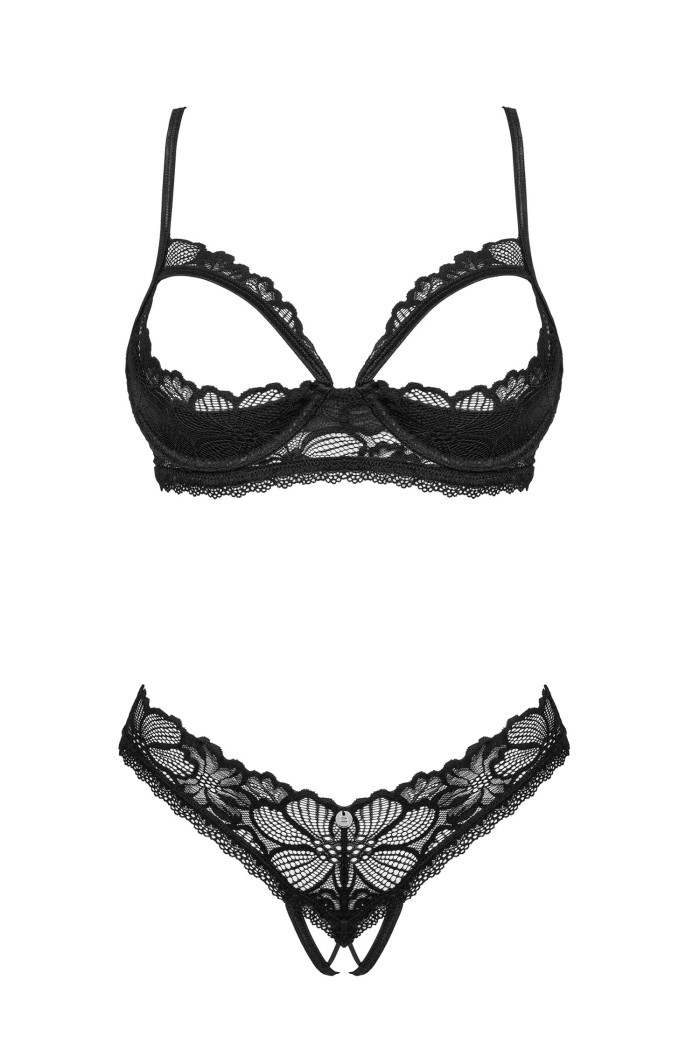 Комплект з відкритим бюстом і трусиками Obsessive Serafia set